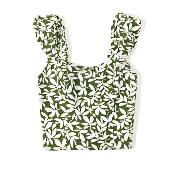 Abercrombie & Fitch Tops - NWOT Abercrombie & Fitch Bubble Strap Poplin Top Green Floral Size Medium